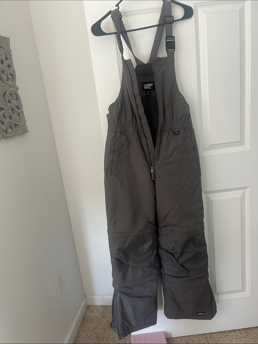 Lands' End Kids Grey Snow Pants with Adjustable Straps